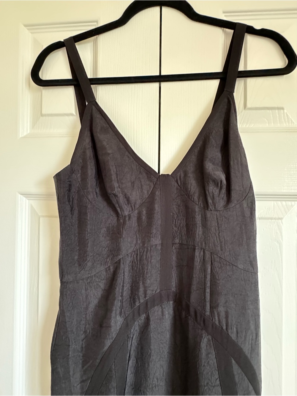 Massimo Dutti Sleek V-Neck Black Slip Dress